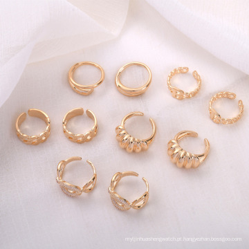 Anéis de abertura com banho de ouro ajustável de alta qualidade anéis iniciais de personalidade para mulheres joalheria minimalista atacado